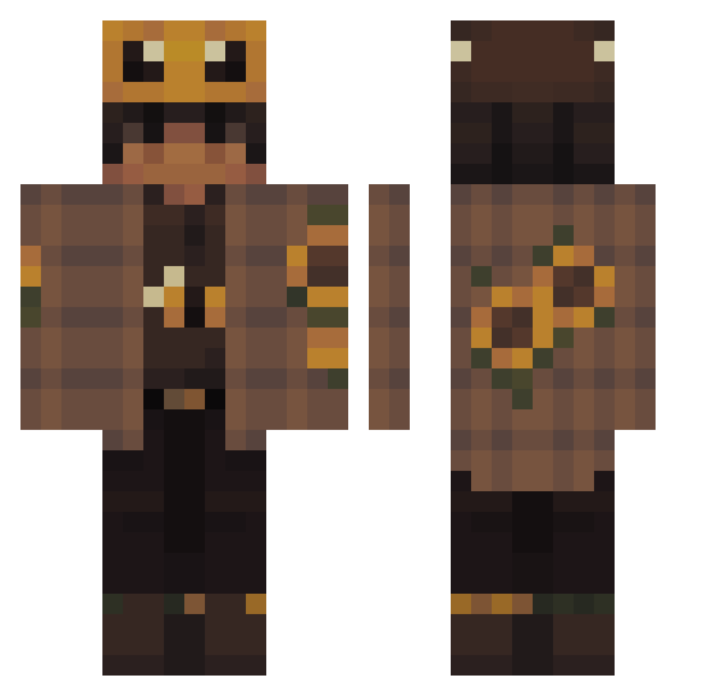 vbliq Minecraft skin, front and back view