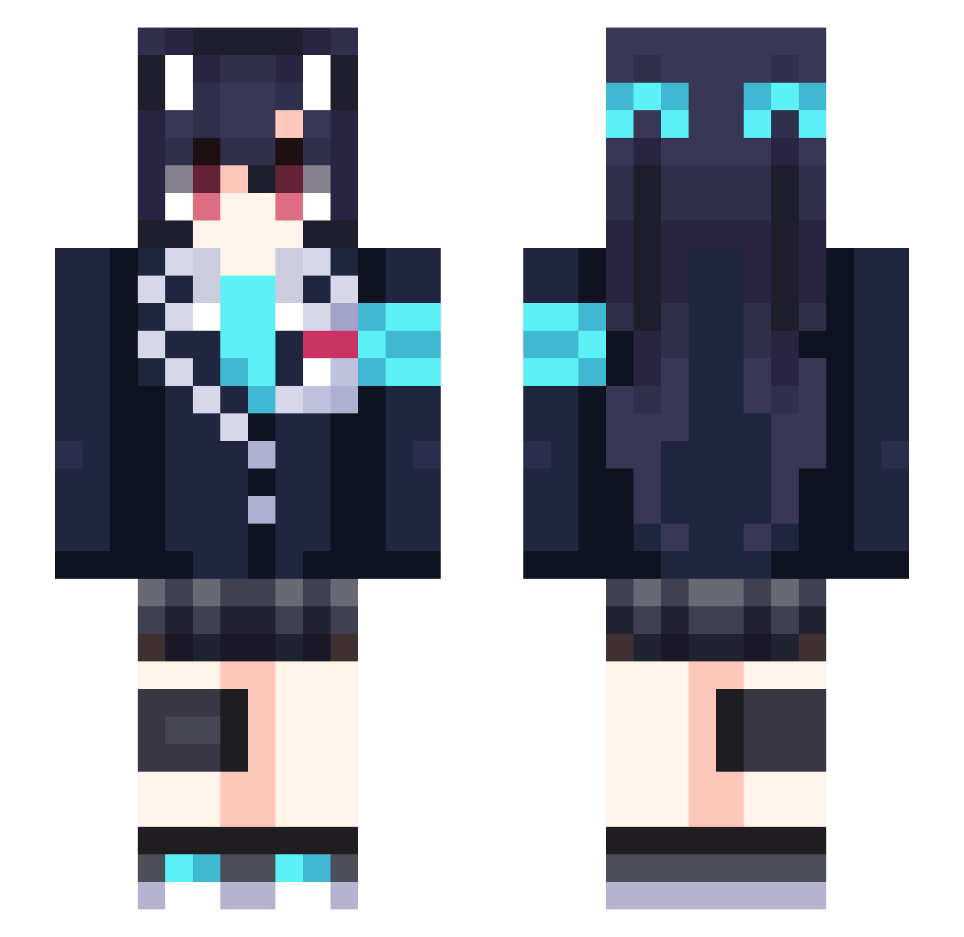 J3mph Minecraft skin, front and back view