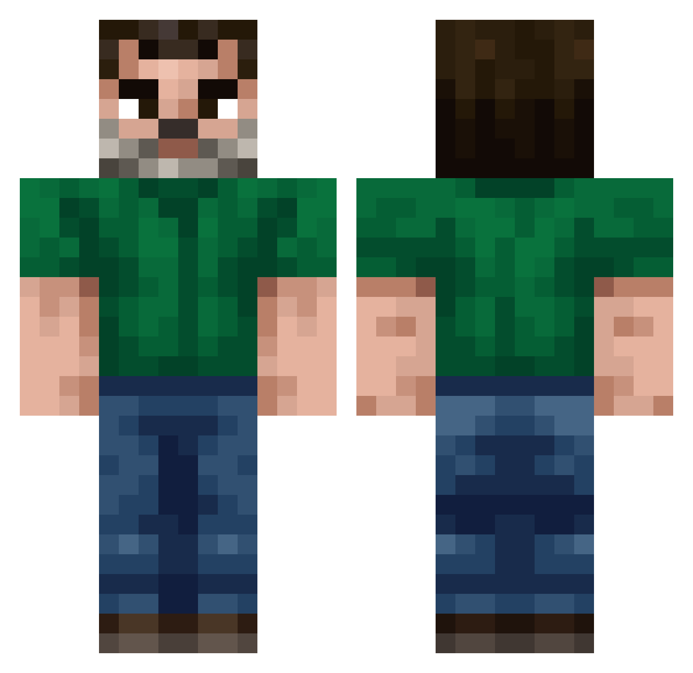 sharkax Minecraft skin, front and back view