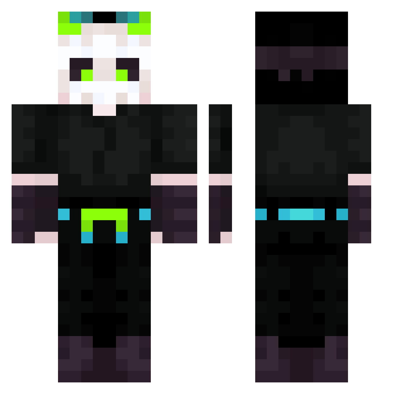 Glass_bottle374 Minecraft skin, front and back view