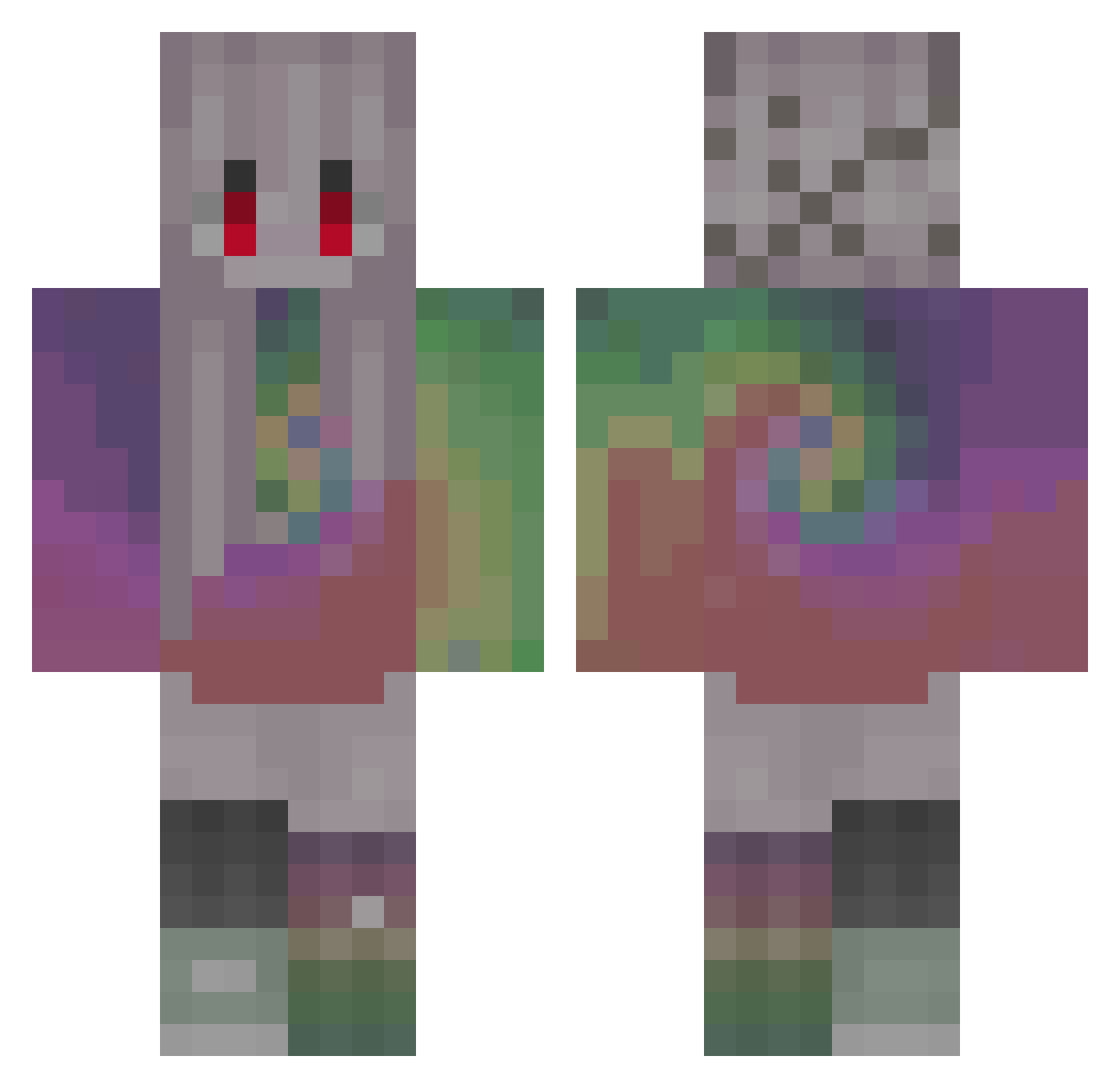Jill Minecraft skin, front and back view