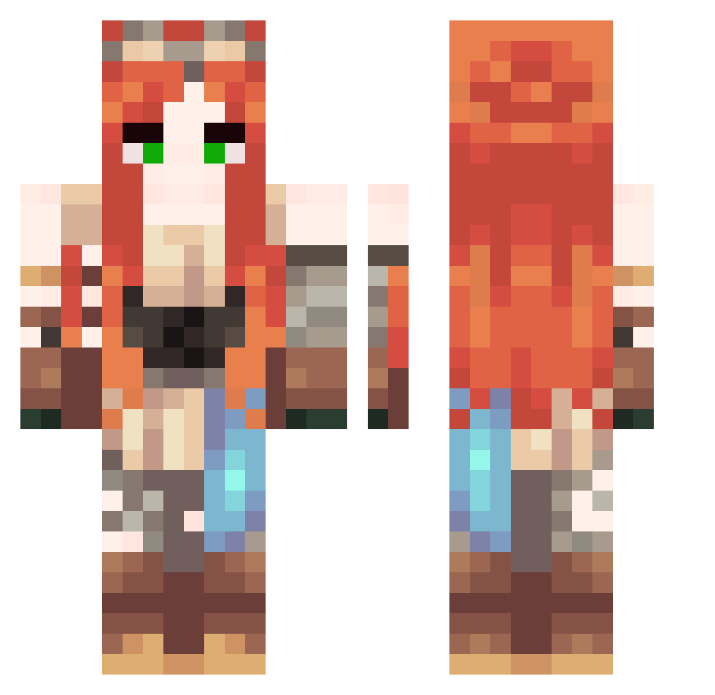ChaDaShark Minecraft skin, front and back view