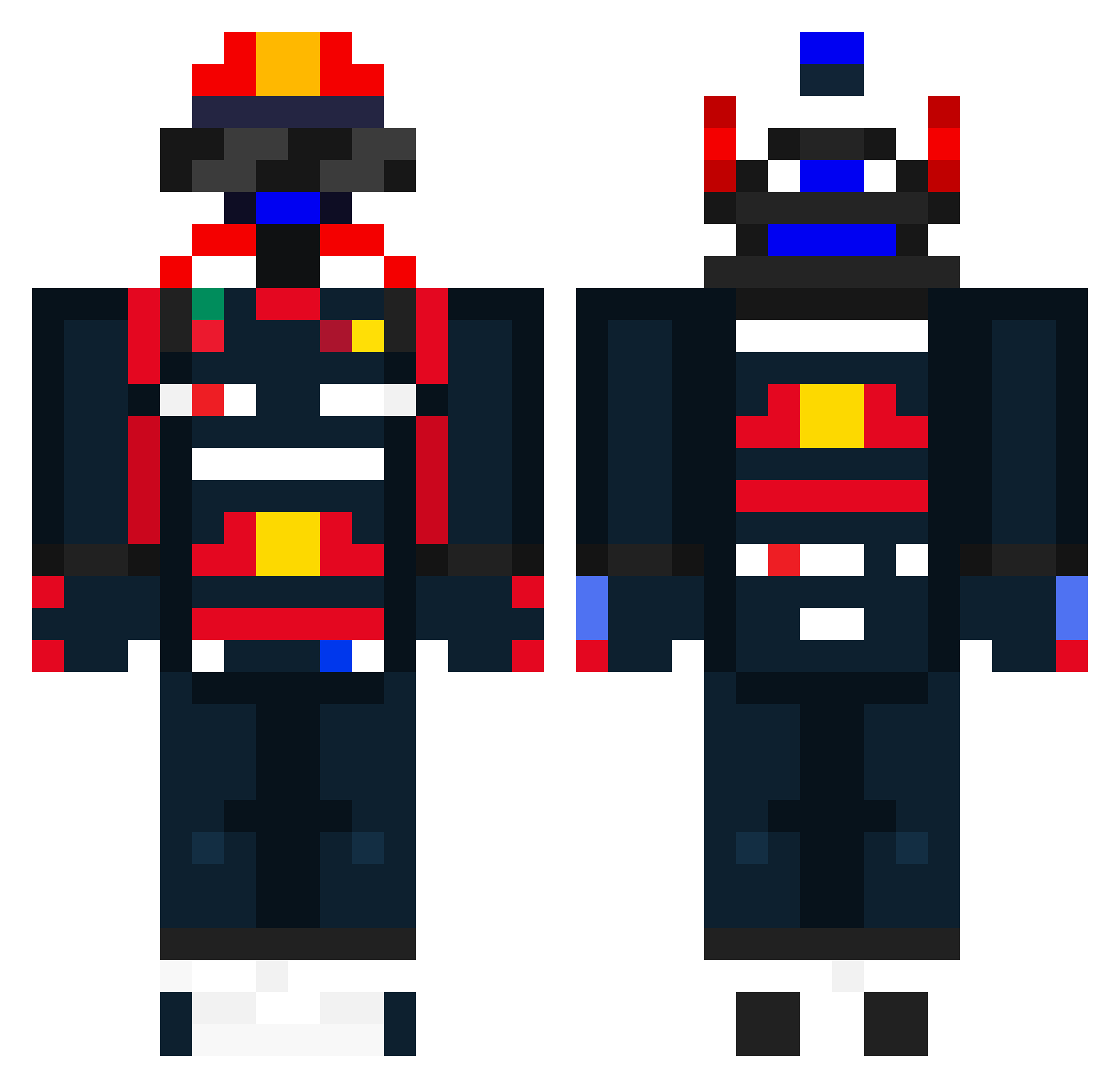 Skaliva Minecraft skin, front and back view