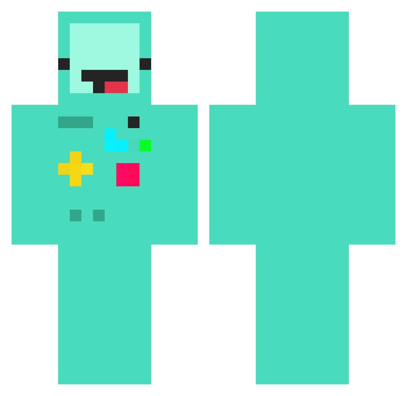 Crimson Minecraft skin, front and back view