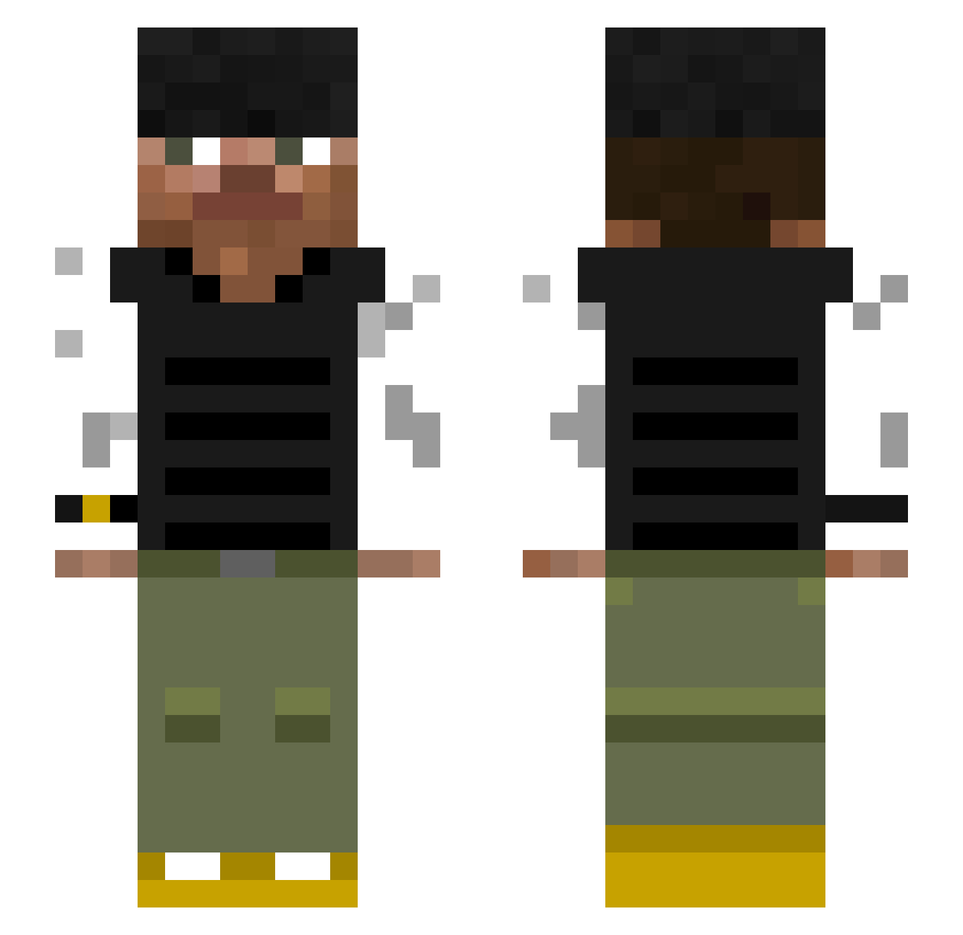 Avhus Minecraft skin, front and back view