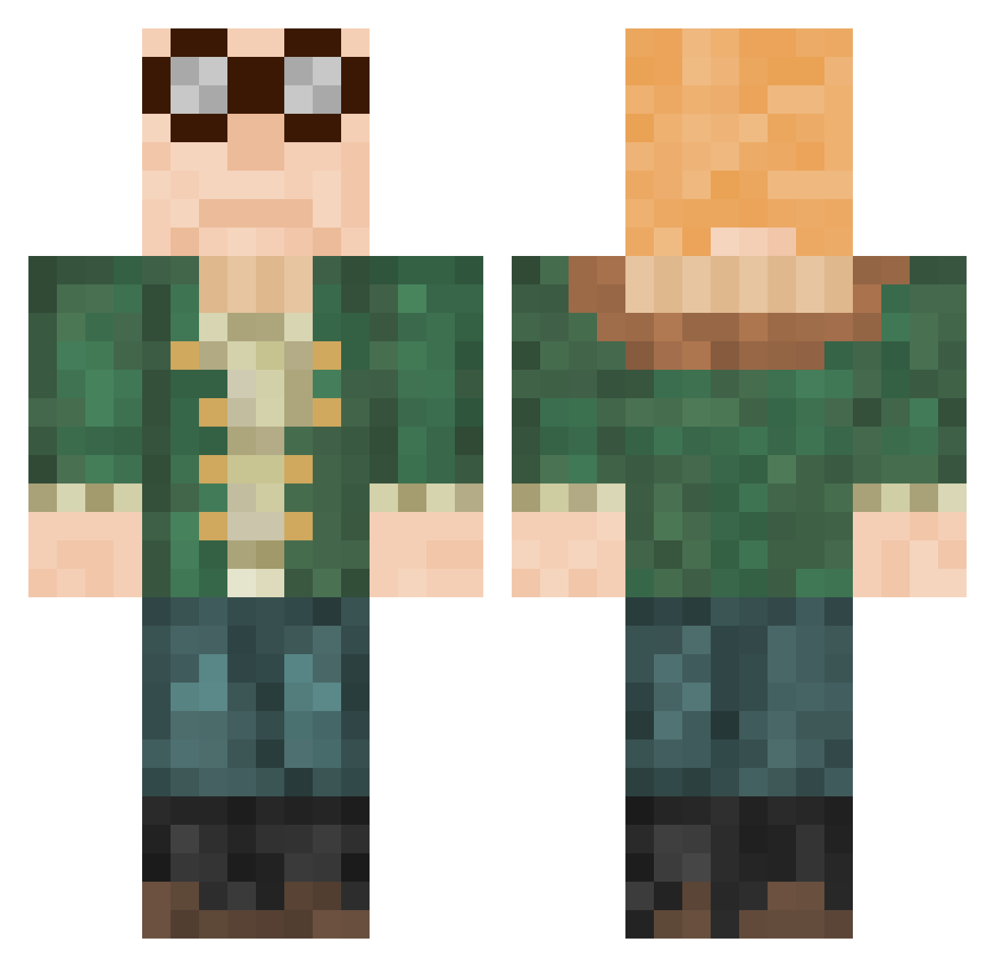 TheMightyMorgan Minecraft skin, front and back view
