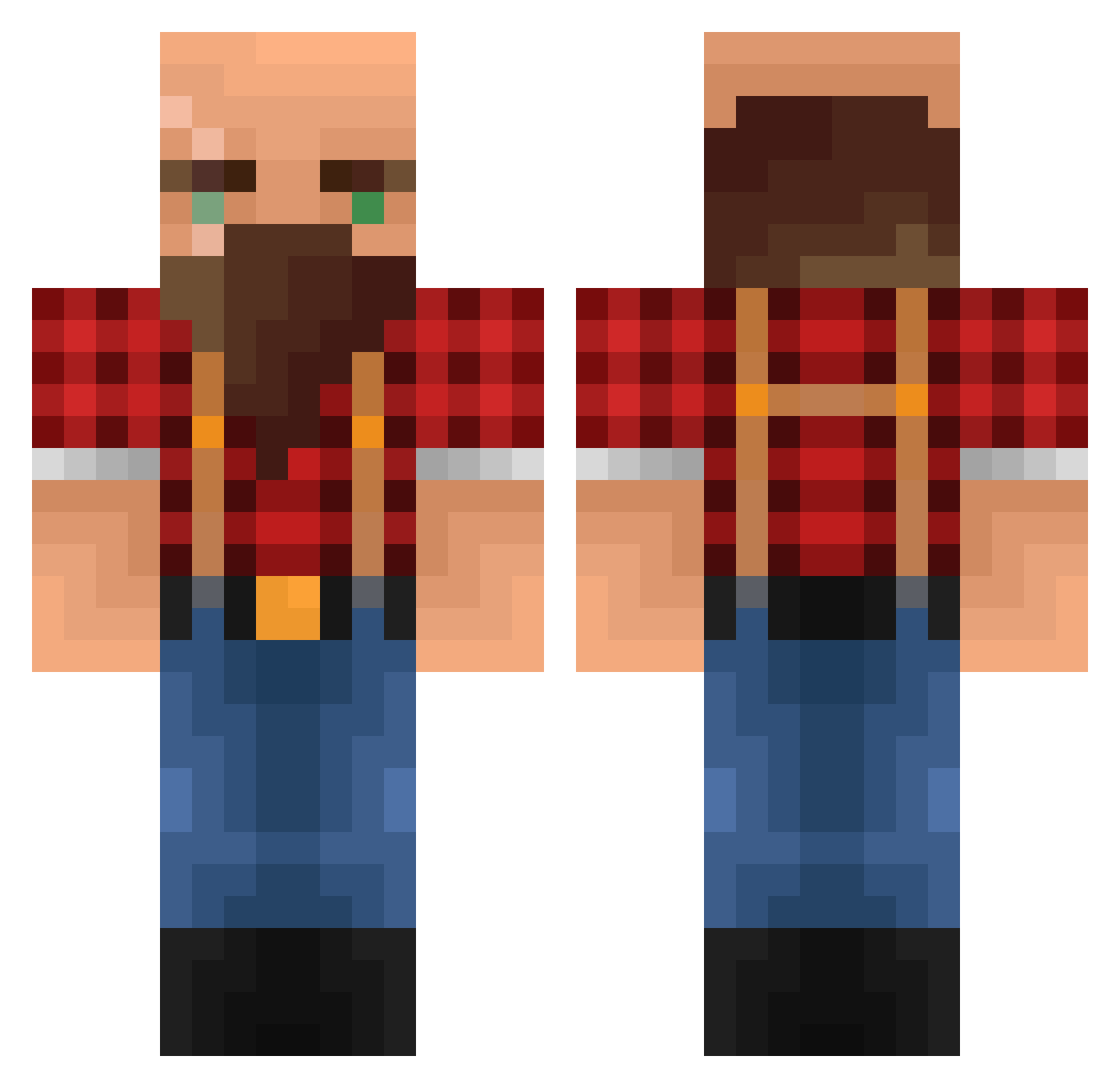 JackSasin Minecraft skin, front and back view