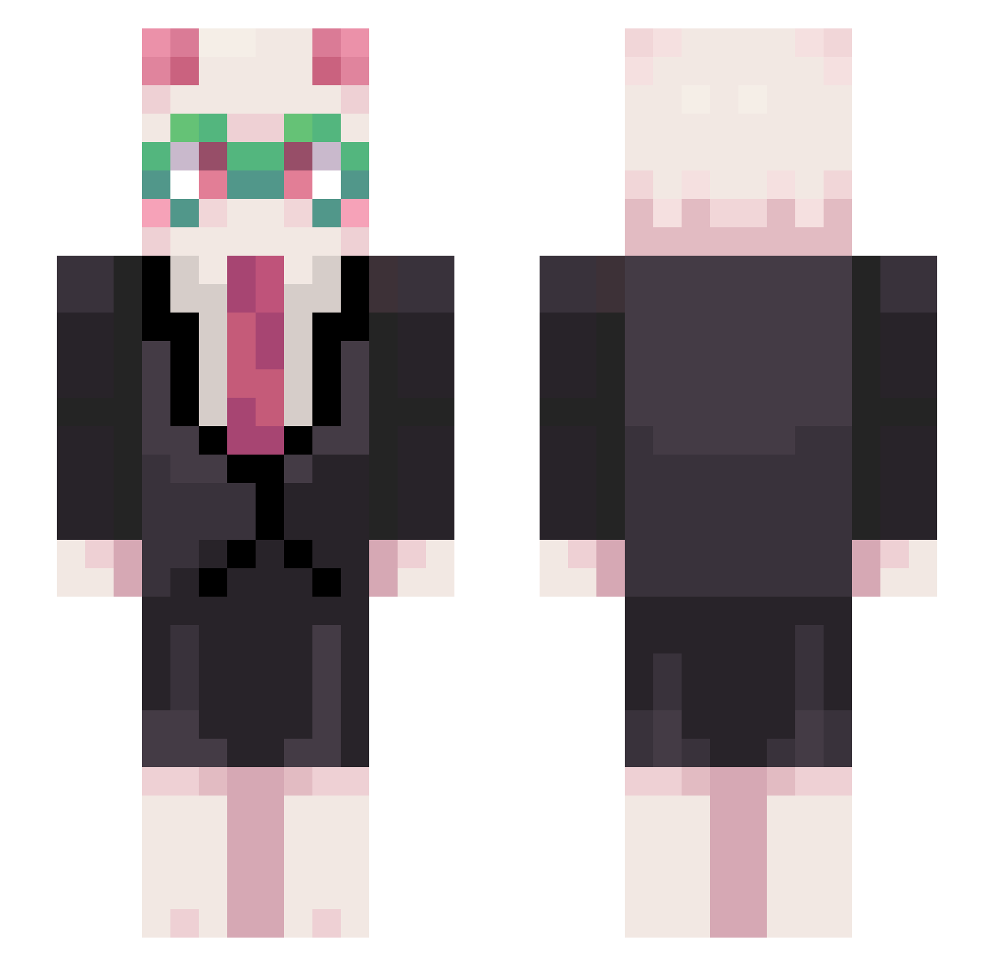 XOX3 Minecraft skin, front and back view