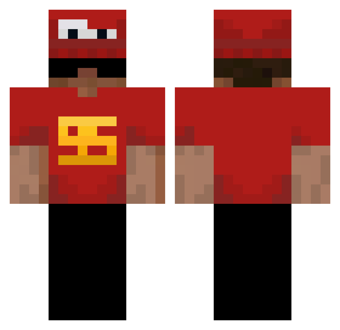 Anxzeee Minecraft skin, front and back view
