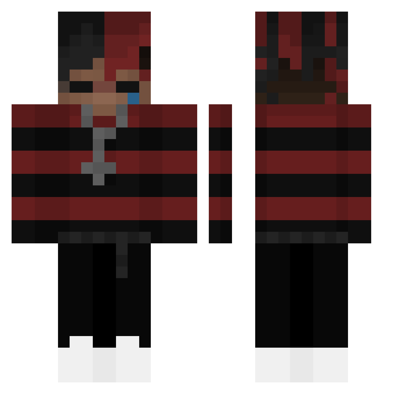 vCoolie Minecraft skin, front and back view