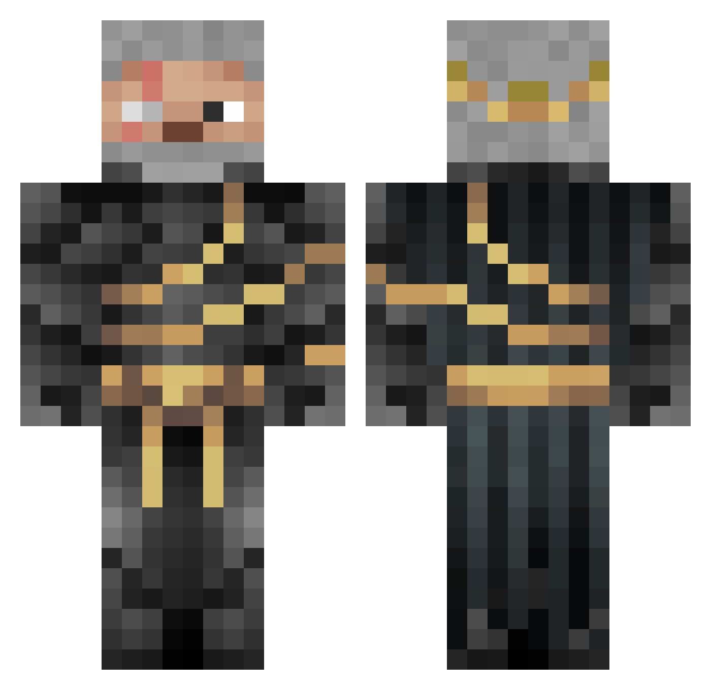 AlmightyGodAres Minecraft skin, front and back view