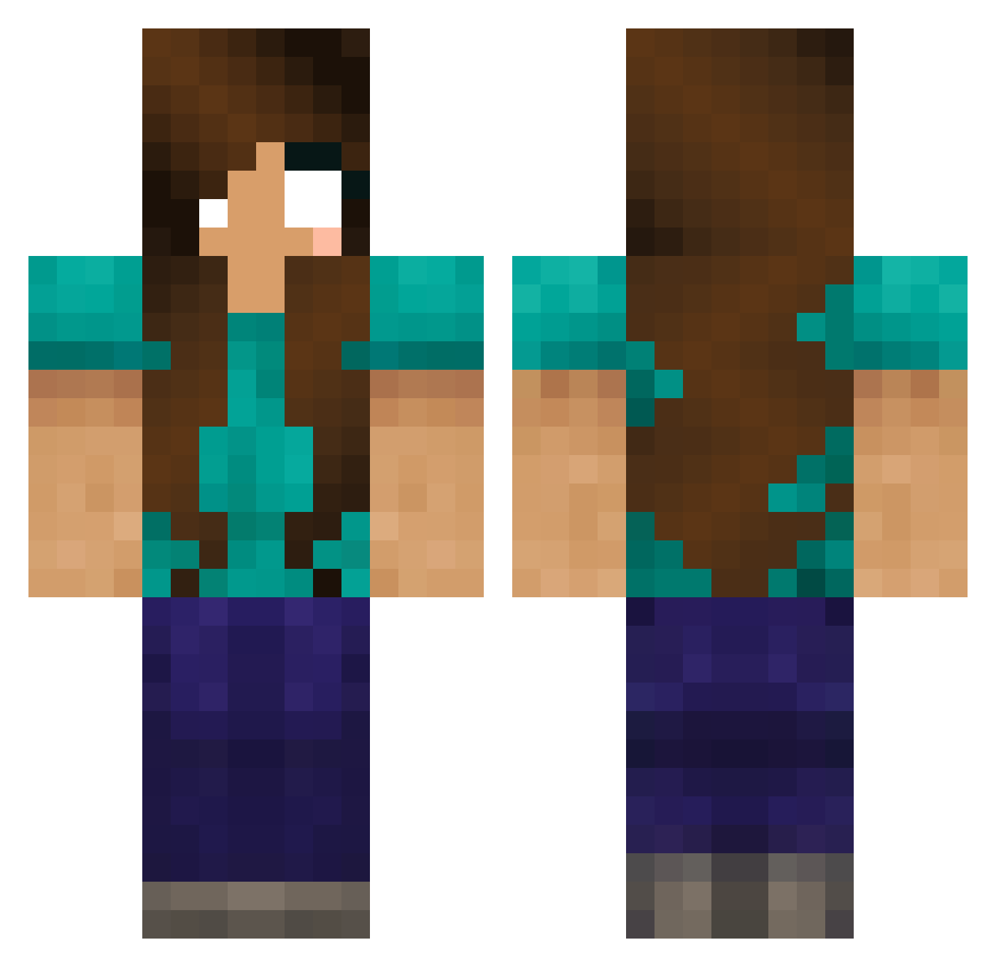 ton1a Minecraft skin, front and back view