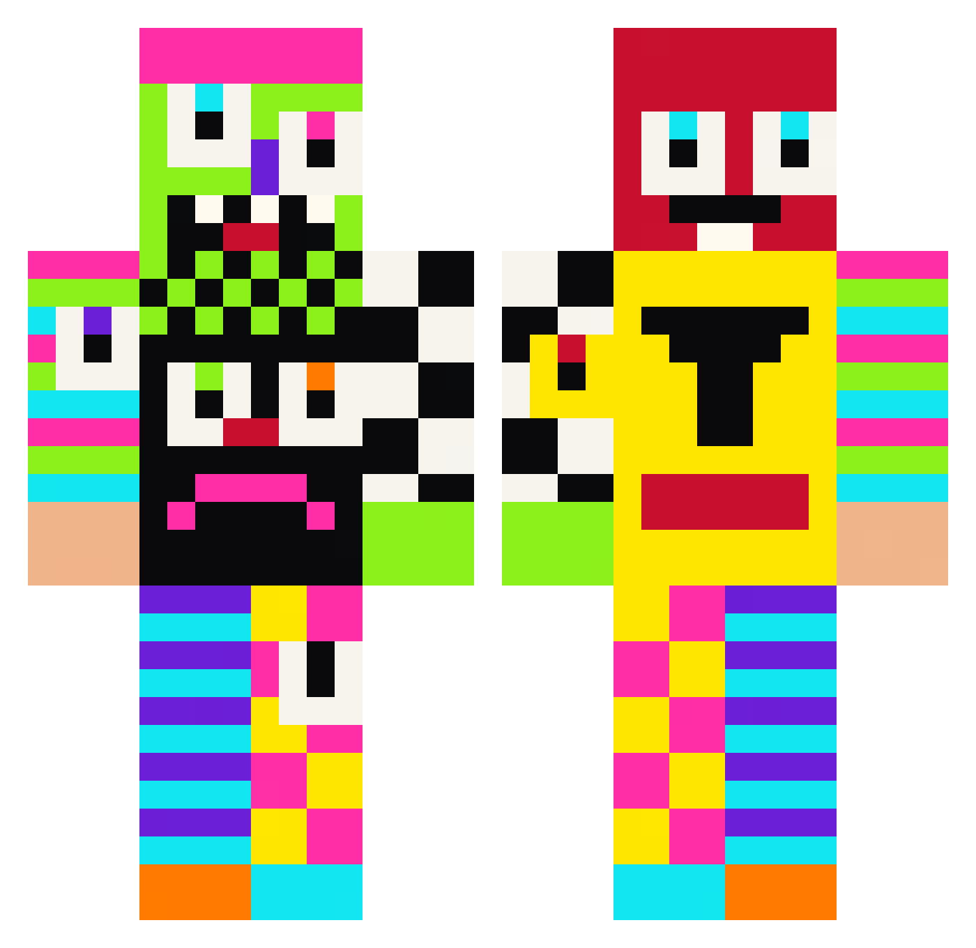 AudiA2 Minecraft skin, front and back view
