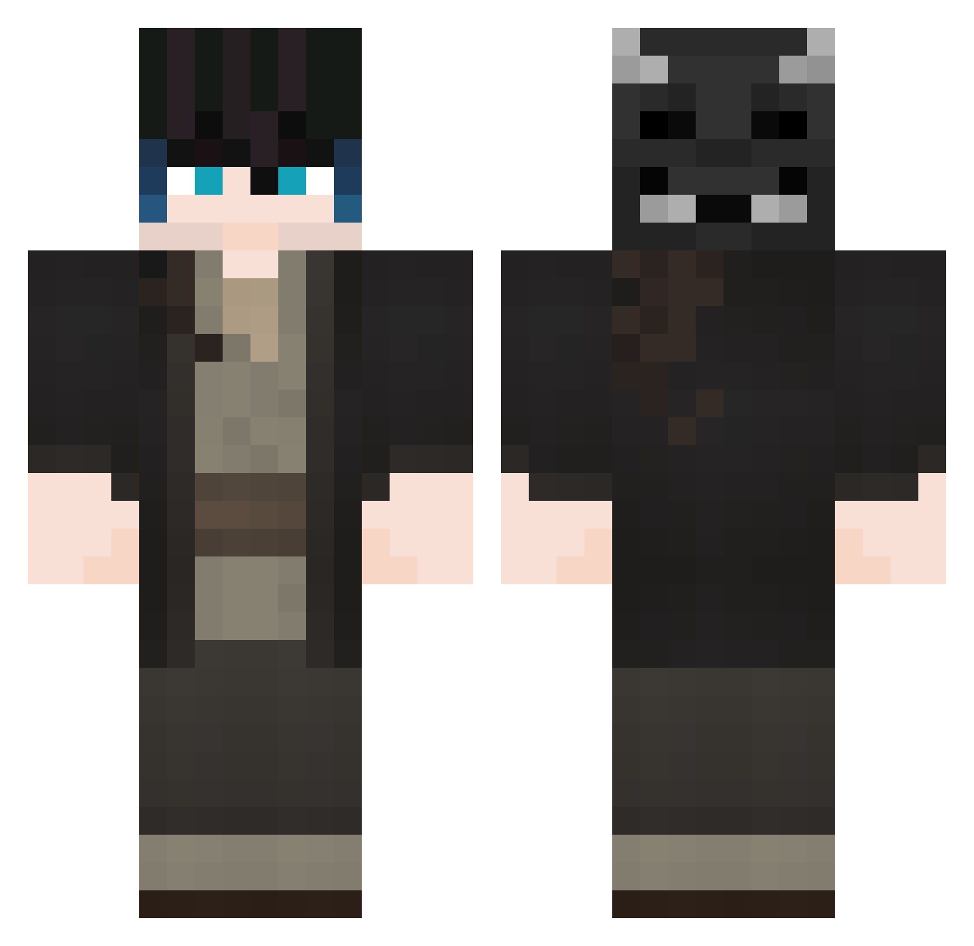 Kod_13 Minecraft skin, front and back view
