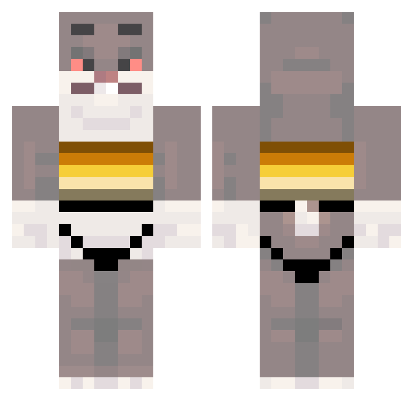 ariesnightmare Minecraft skin, front and back view