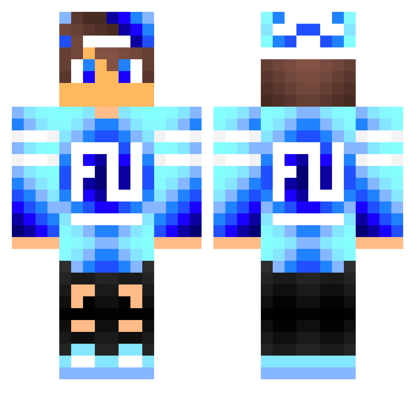 Zercerr Minecraft skin, front and back view