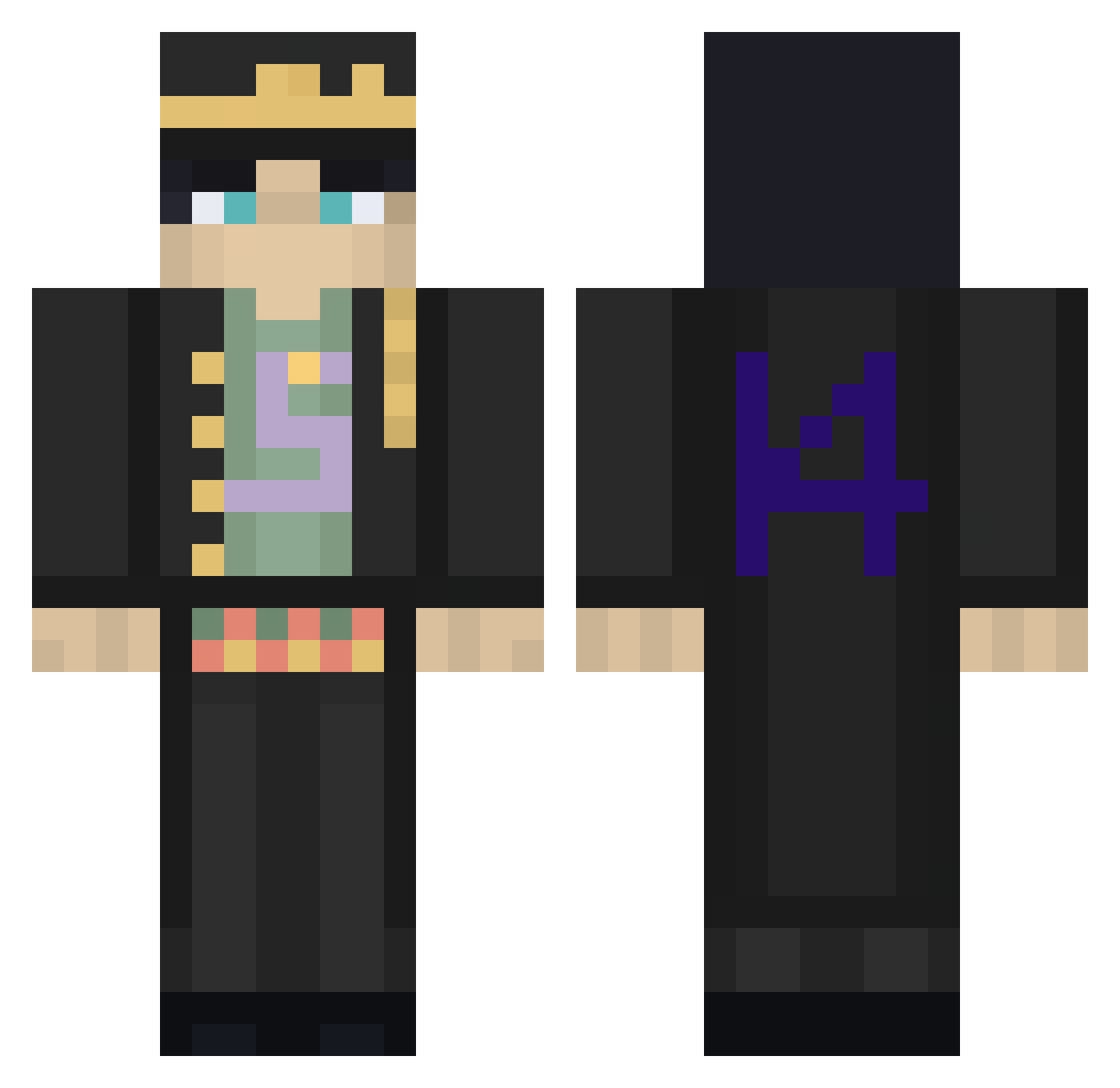 Snowad14 Minecraft skin, front and back view