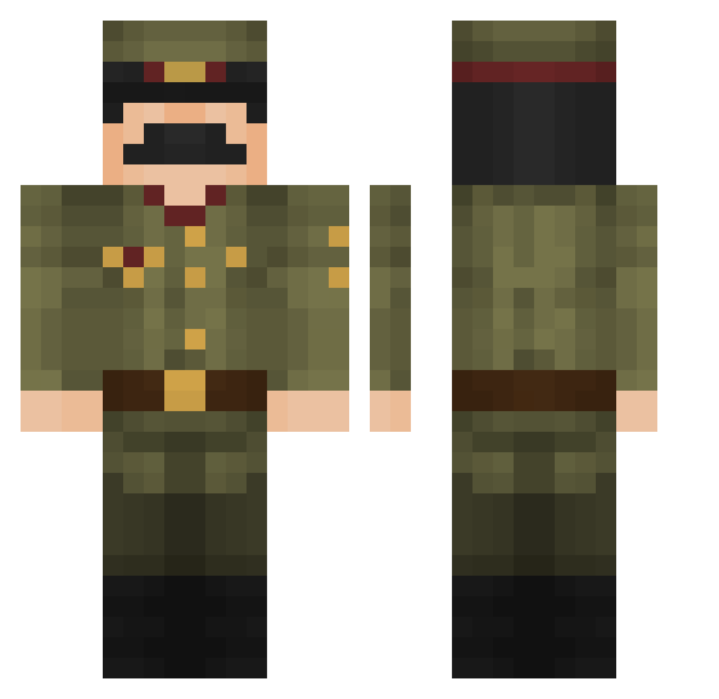 Ponjahontass Minecraft skin, front and back view