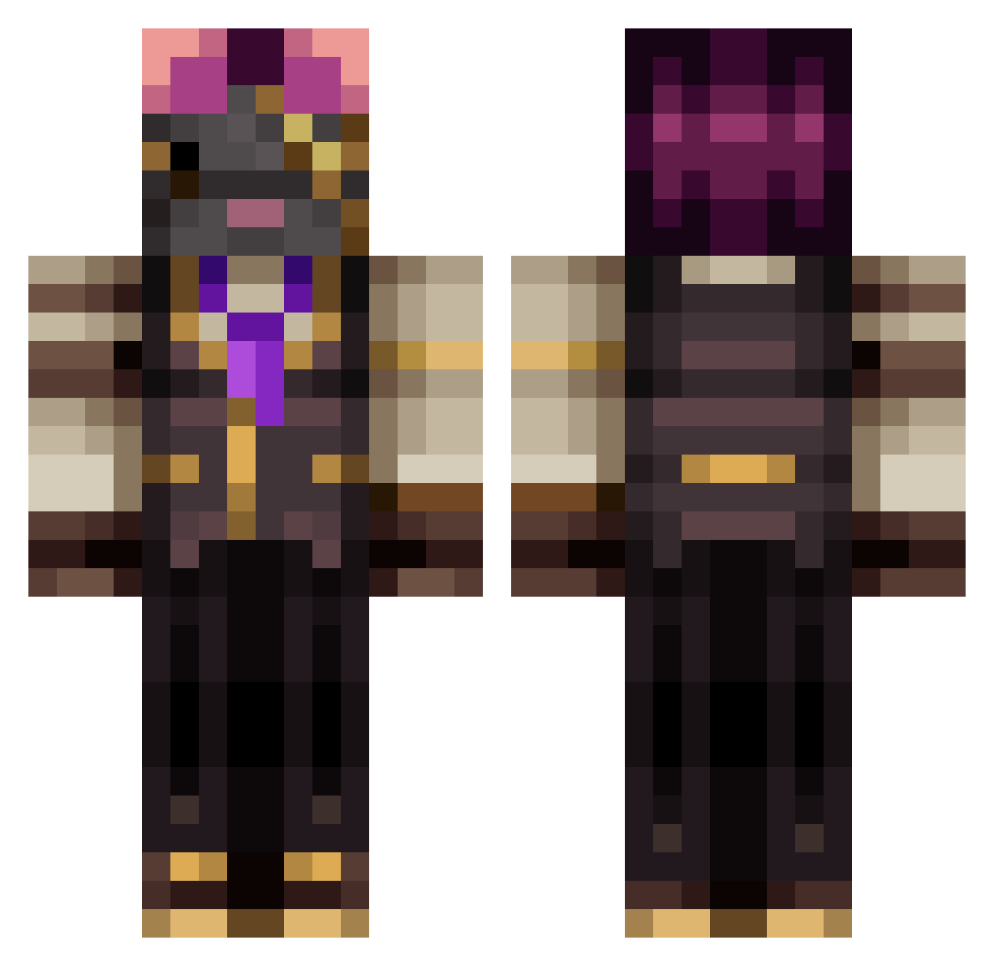 possessively Minecraft skin, front and back view