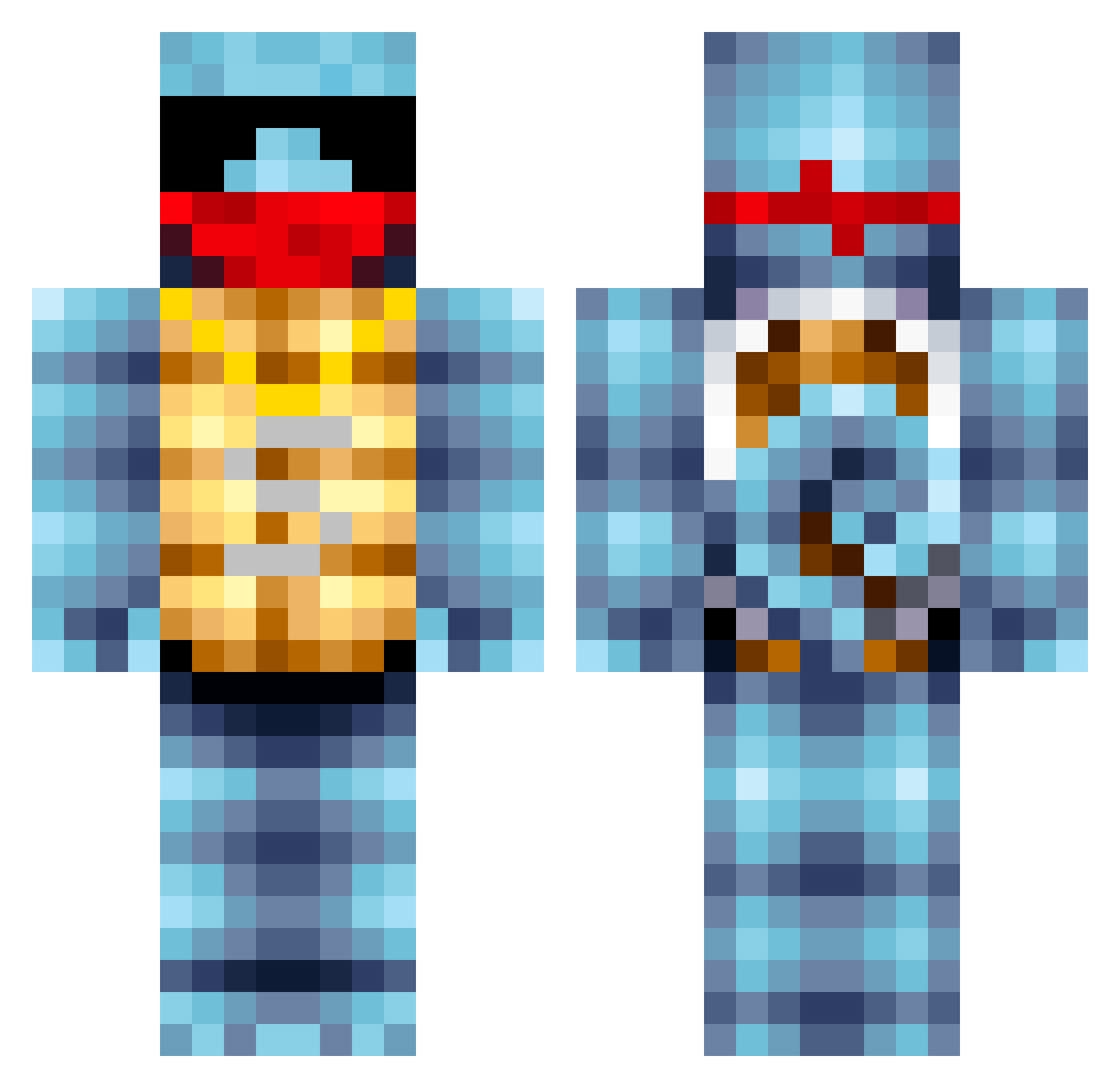 Taikiro Minecraft skin, front and back view