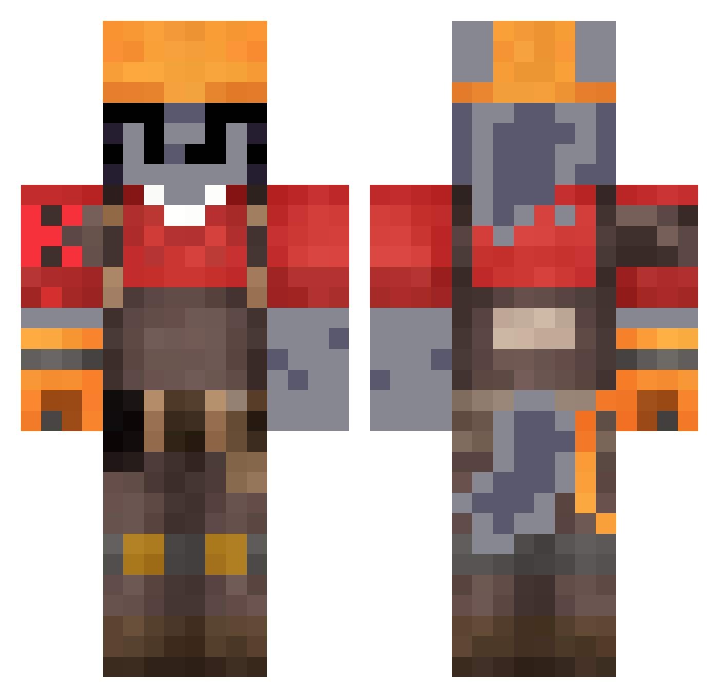Misterich100x Minecraft skin, front and back view