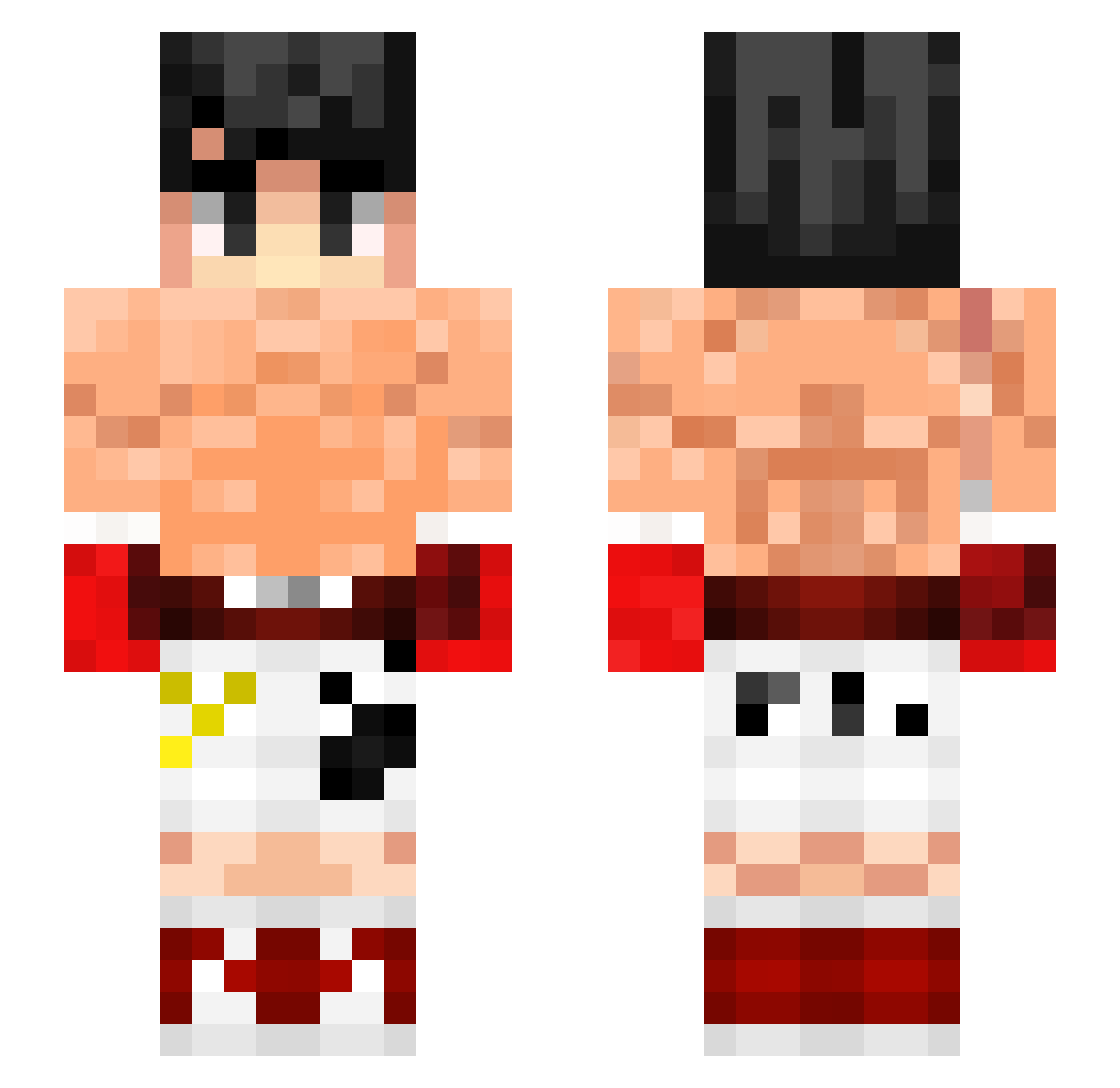 RealPachu Minecraft skin, front and back view