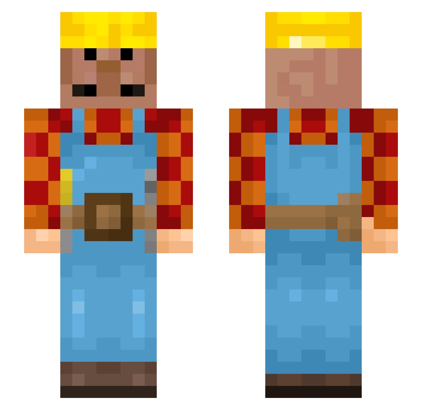 bloodyroom Minecraft skin, front and back view