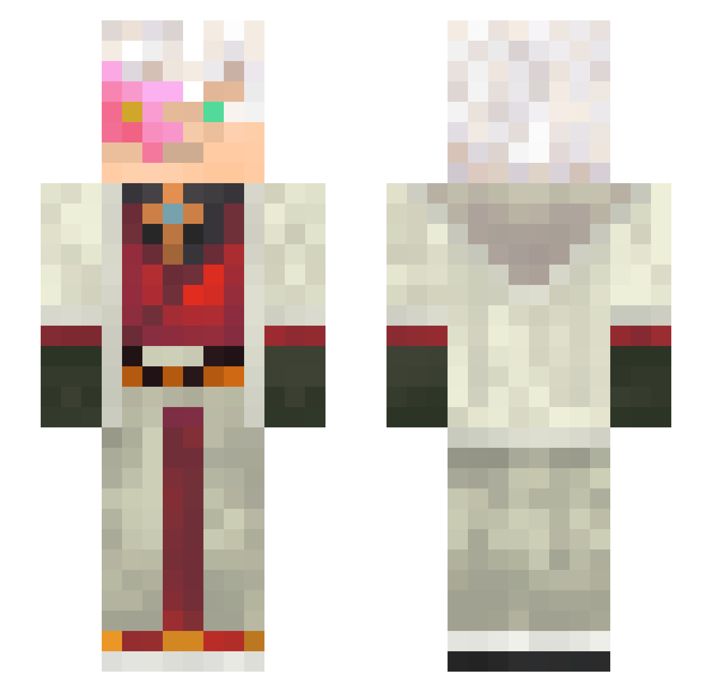01deVida Minecraft skin, front and back view
