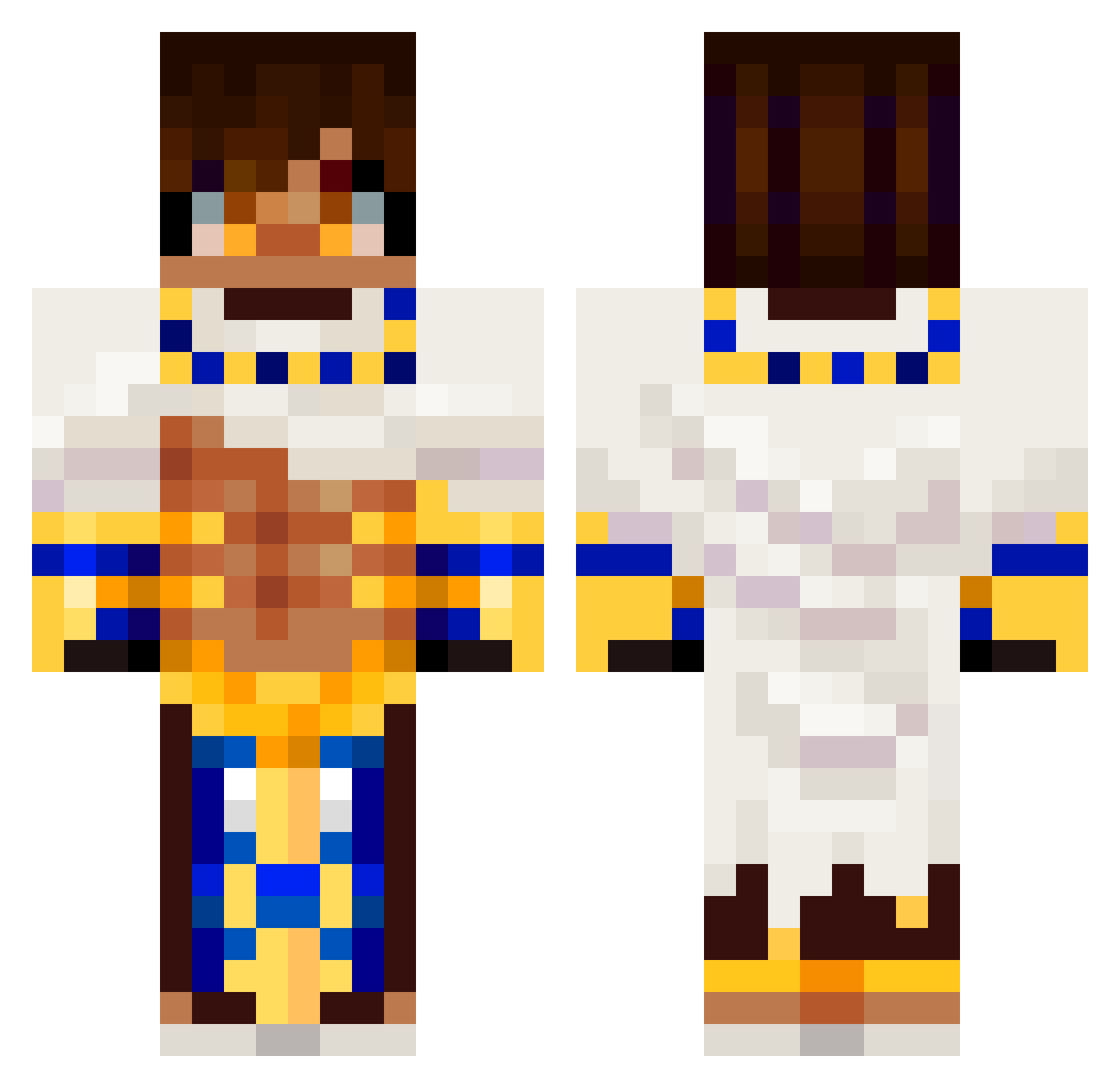 FocalRev Minecraft skin, front and back view