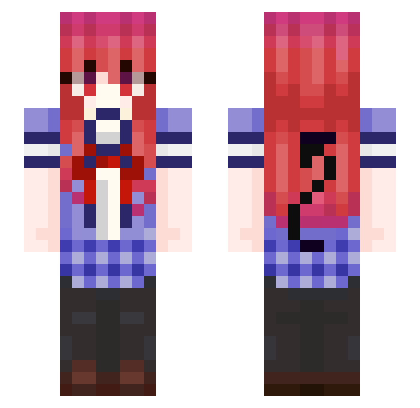 PoplarTan Minecraft skin, front and back view