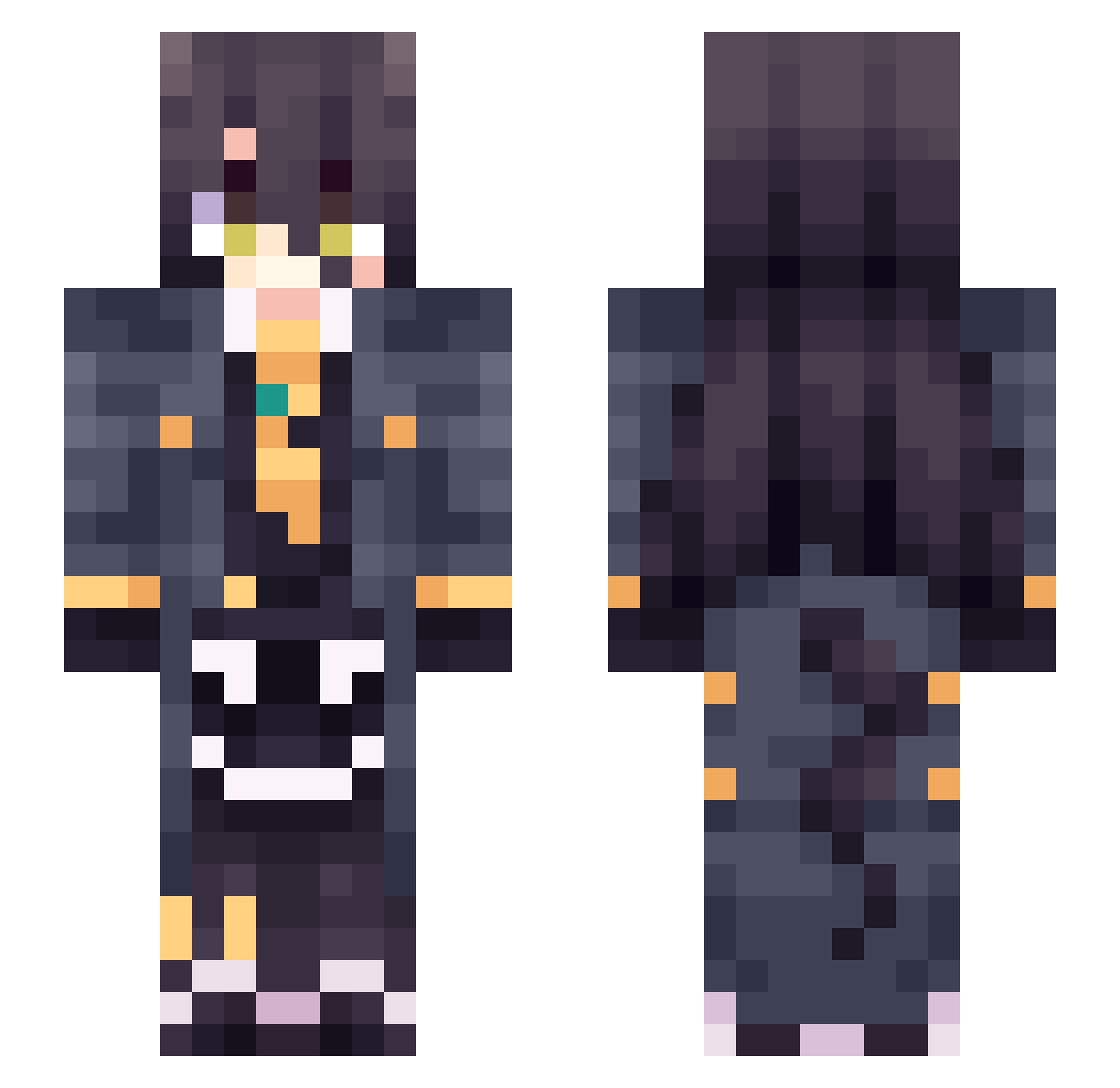 YuuriZz Minecraft skin, front and back view