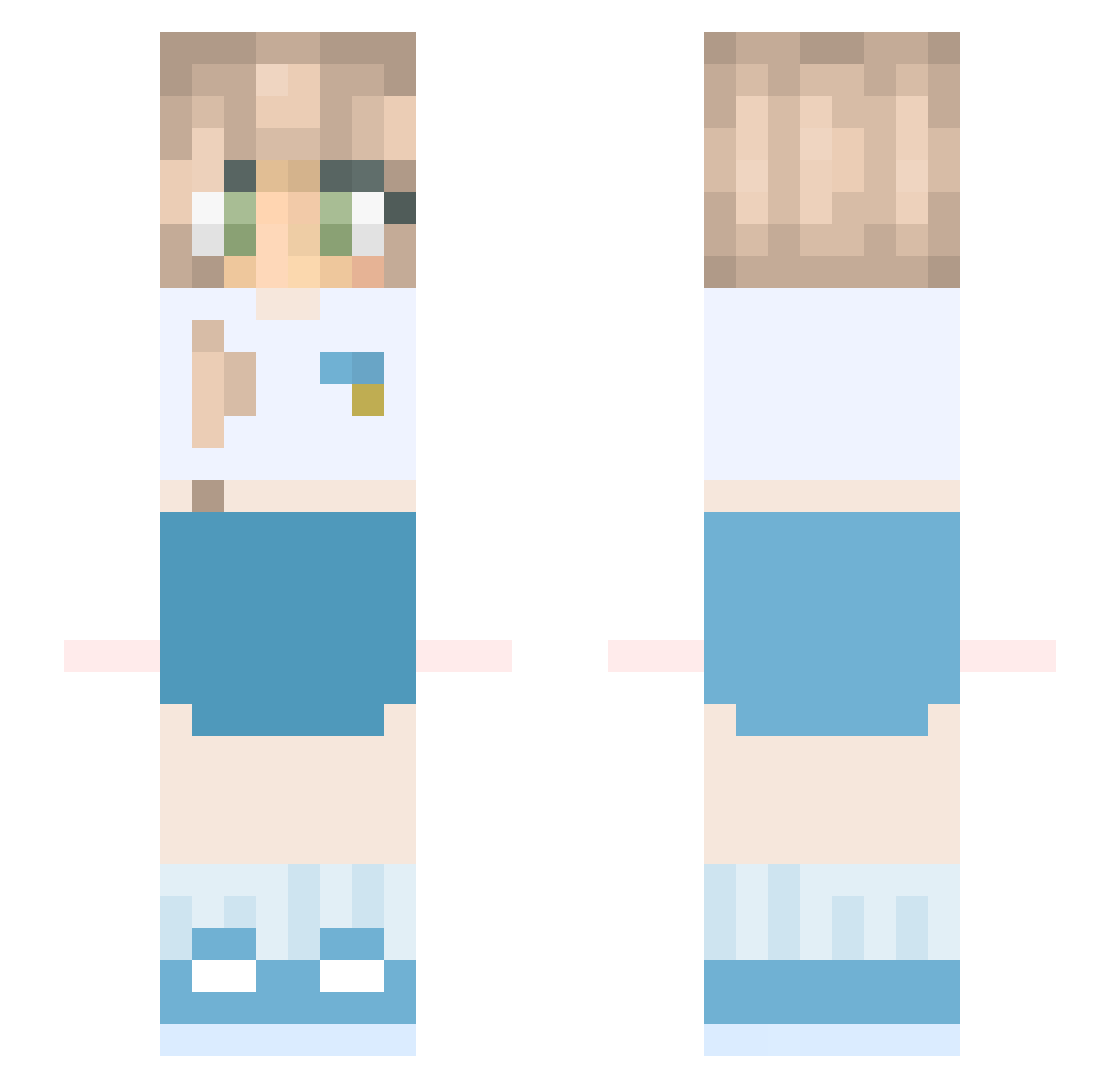 PinkPiglet7613 Minecraft skin, front and back view