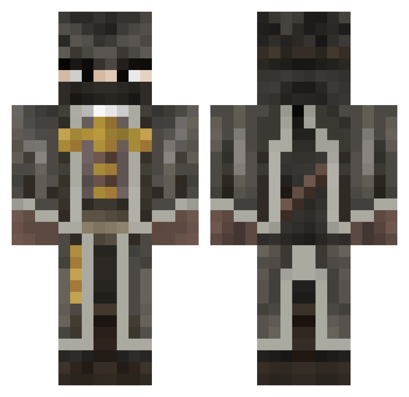 STAUBS Minecraft skin, front and back view