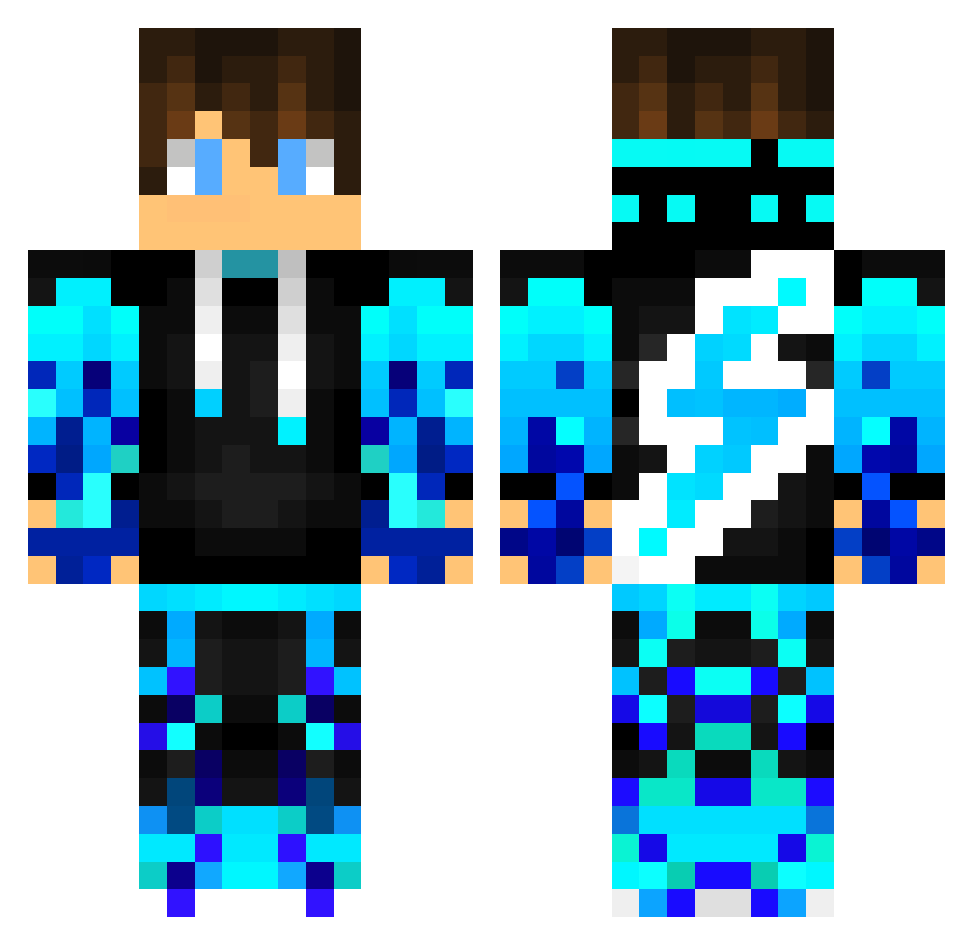 Subnex Minecraft skin, front and back view