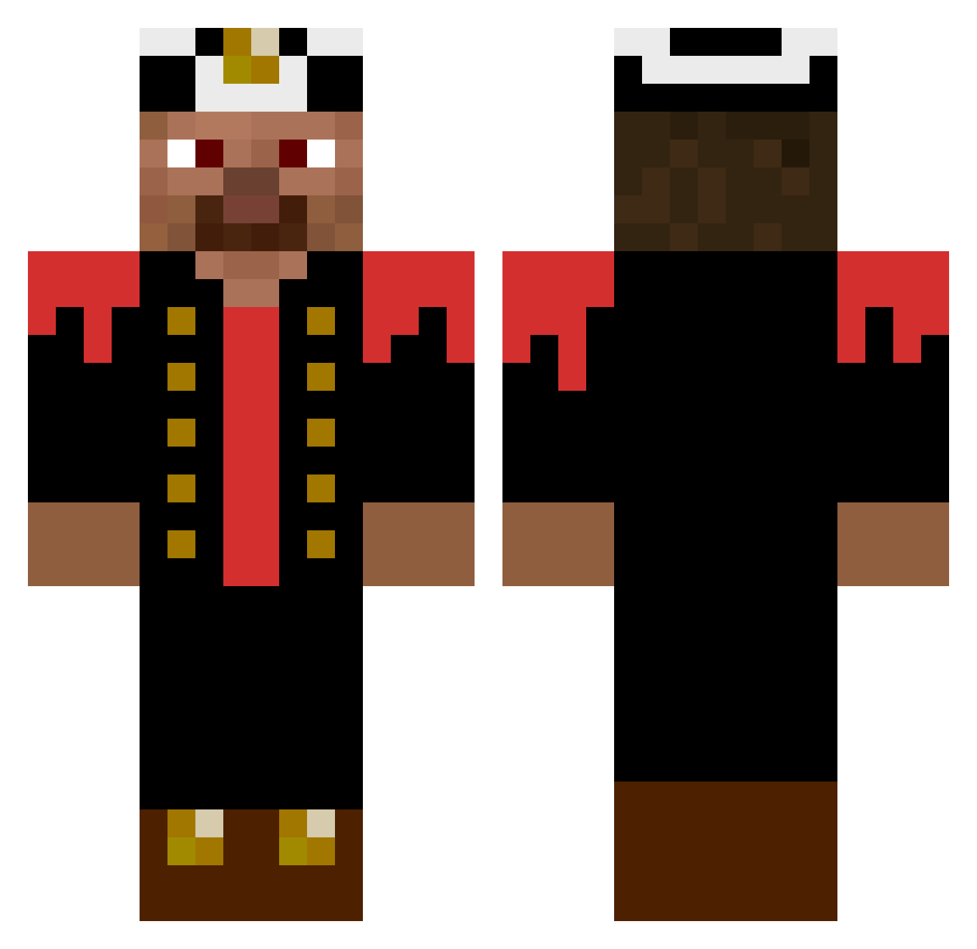 Torchier Minecraft skin, front and back view