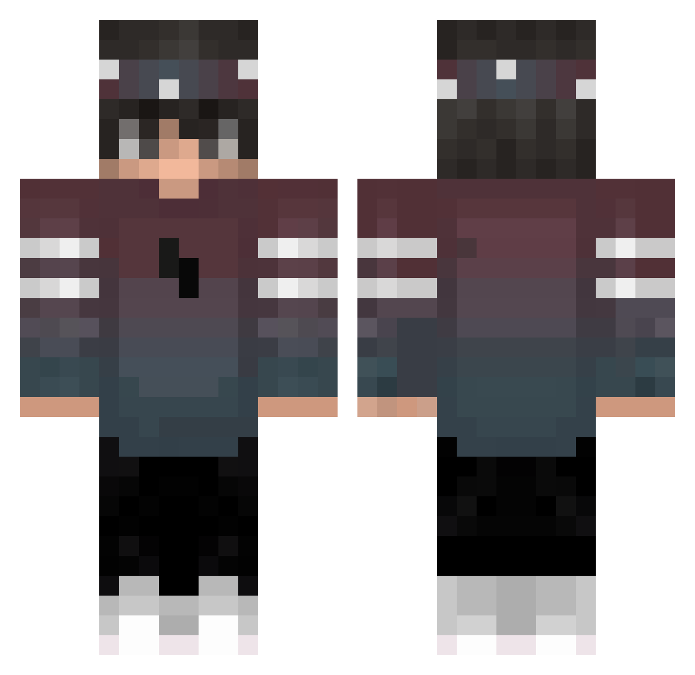 Rqnze Minecraft skin, front and back view