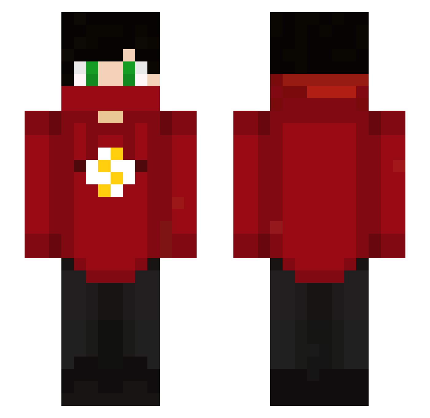 FlashzAlt Minecraft skin, front and back view