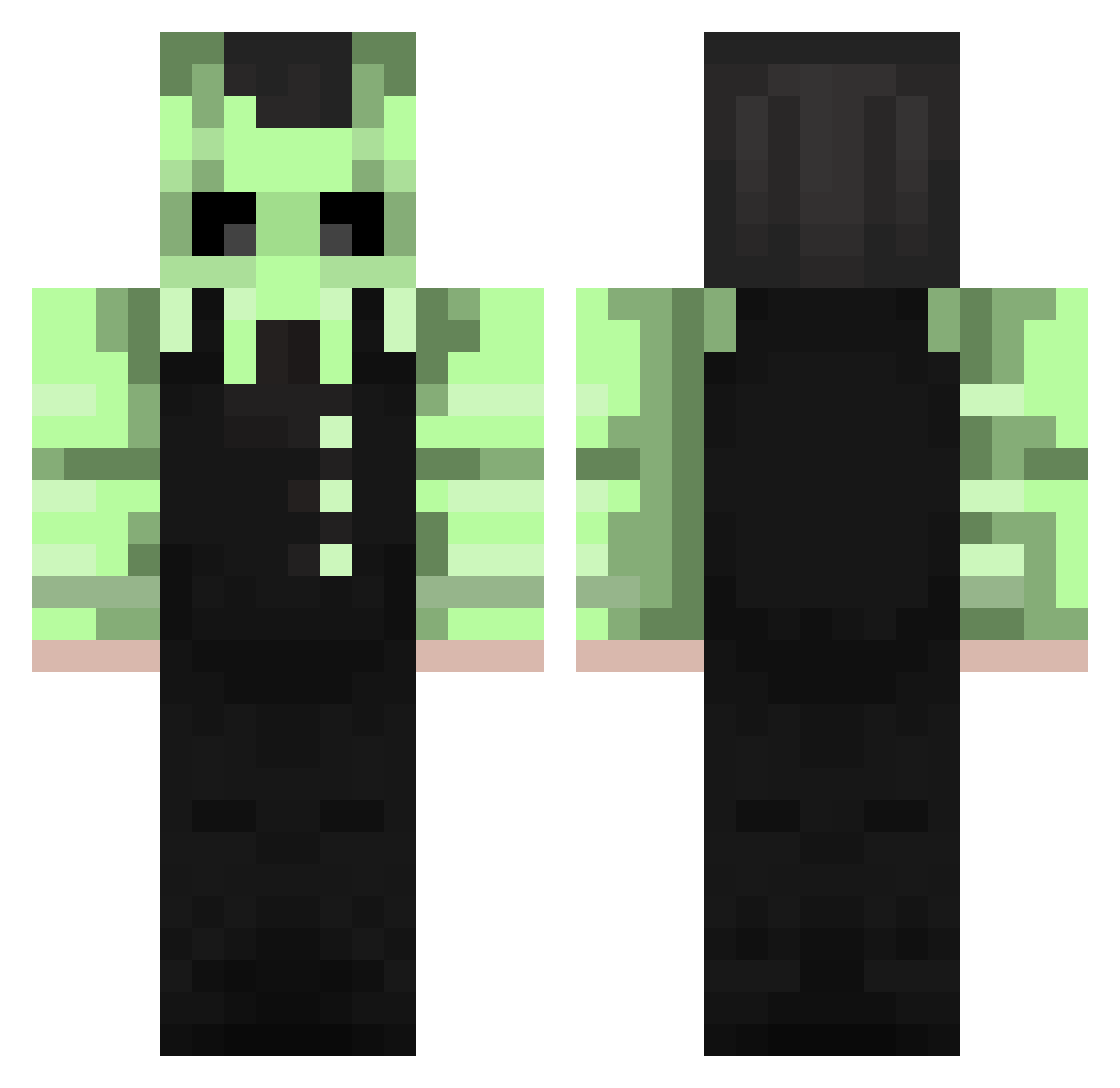 Defaulture Minecraft skin, front and back view