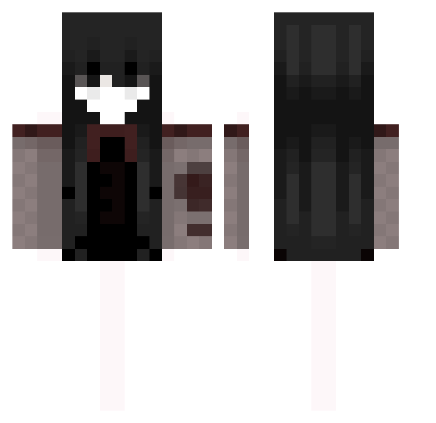 wraro Minecraft skin, front and back view