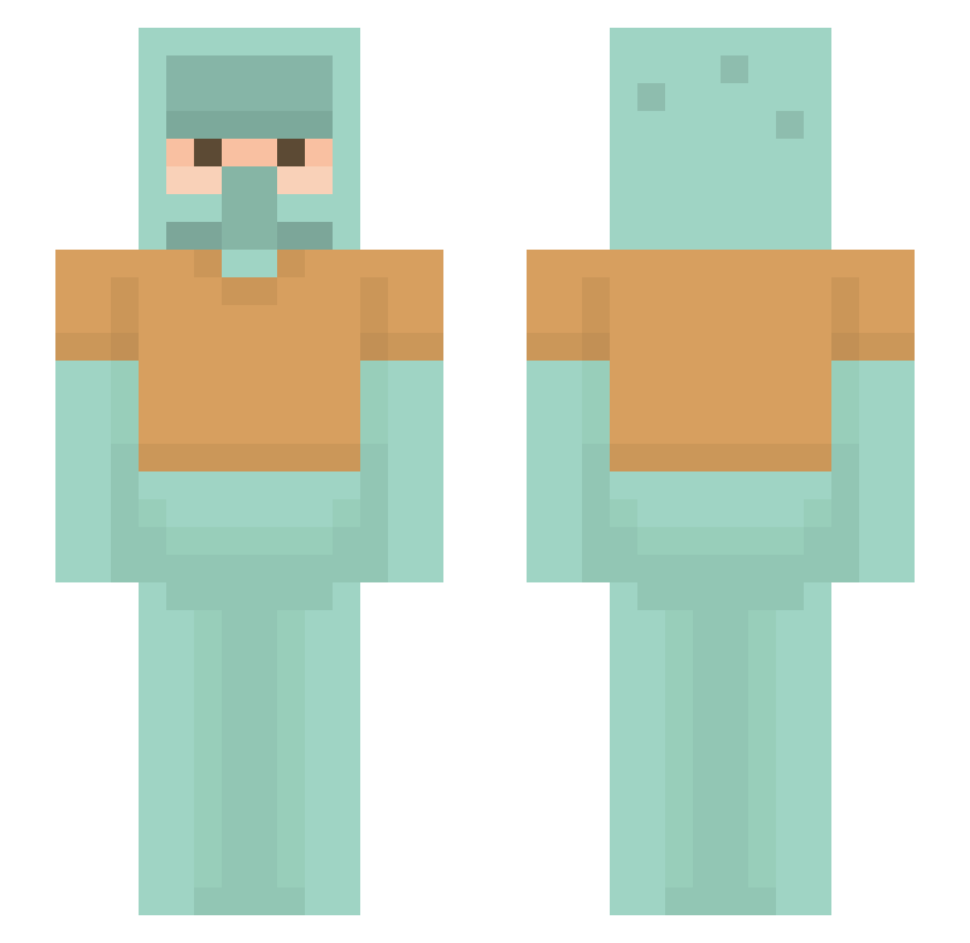 pearlfish Minecraft skin, front and back view