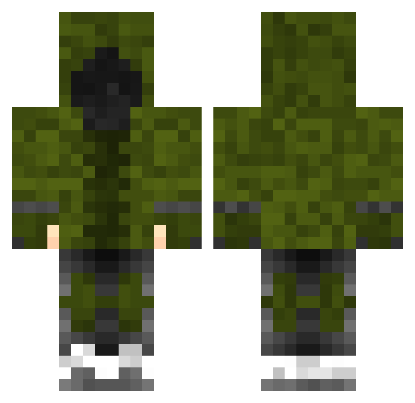 Involves Minecraft skin, front and back view