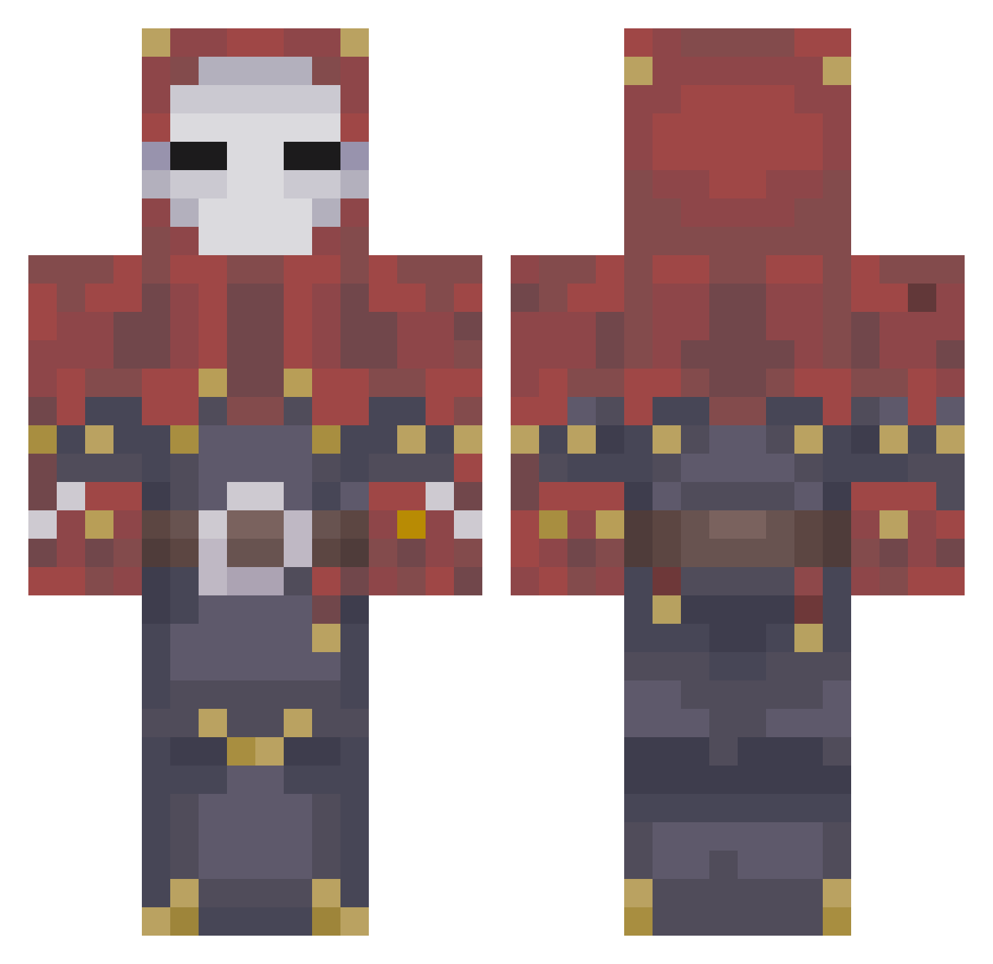 Soldax Minecraft skin, front and back view