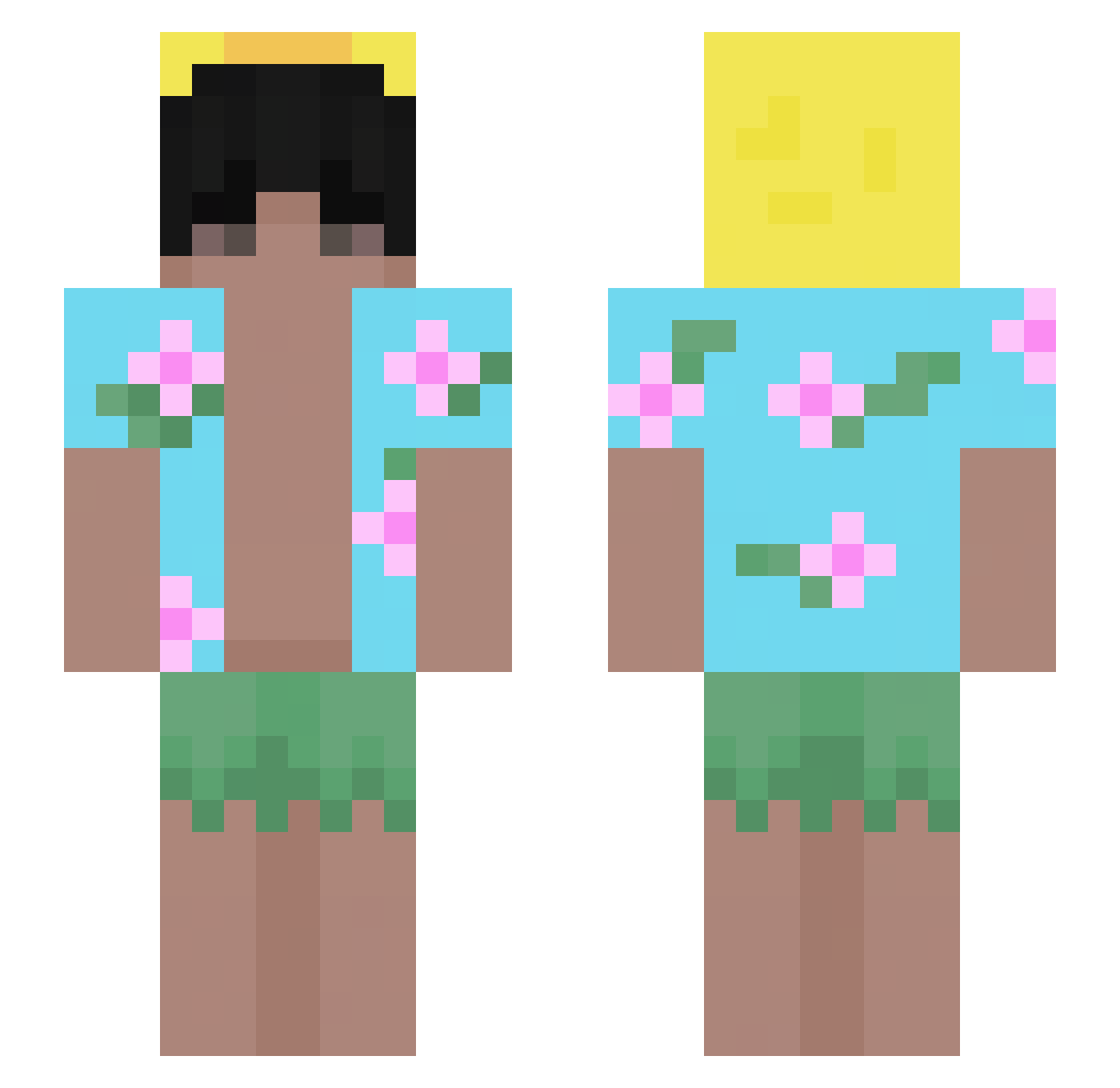 HugoIdk Minecraft skin, front and back view
