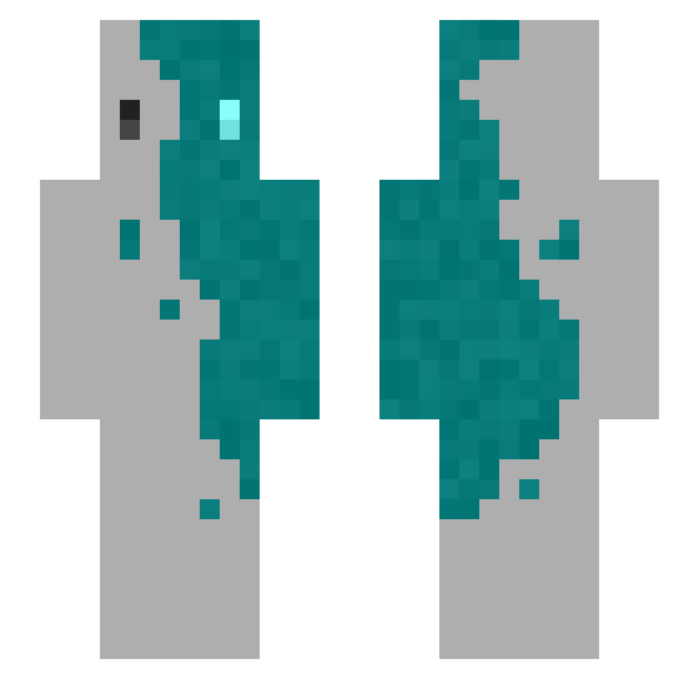 L2kitu Minecraft skin, front and back view