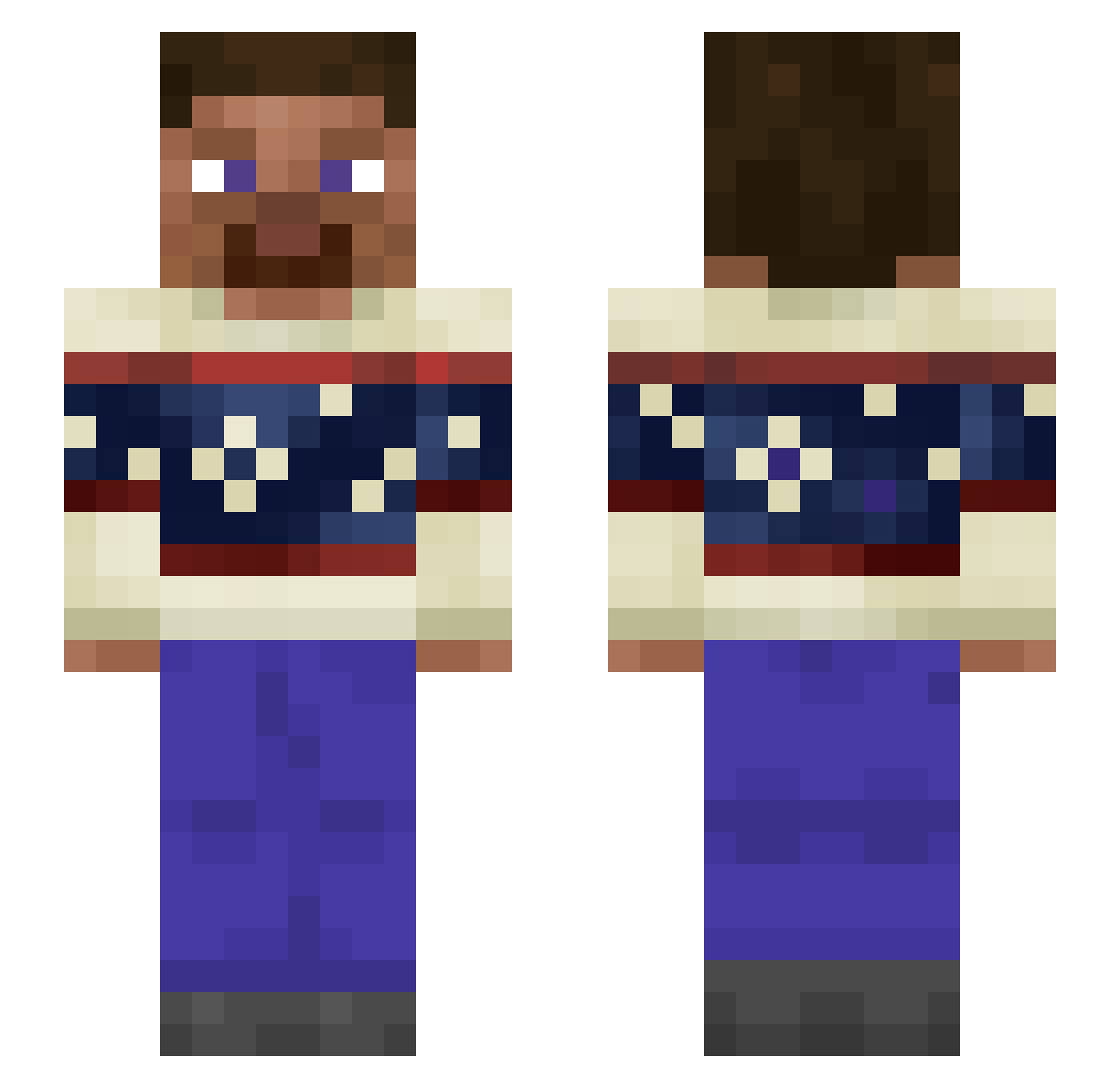 Pommie_ Minecraft skin, front and back view