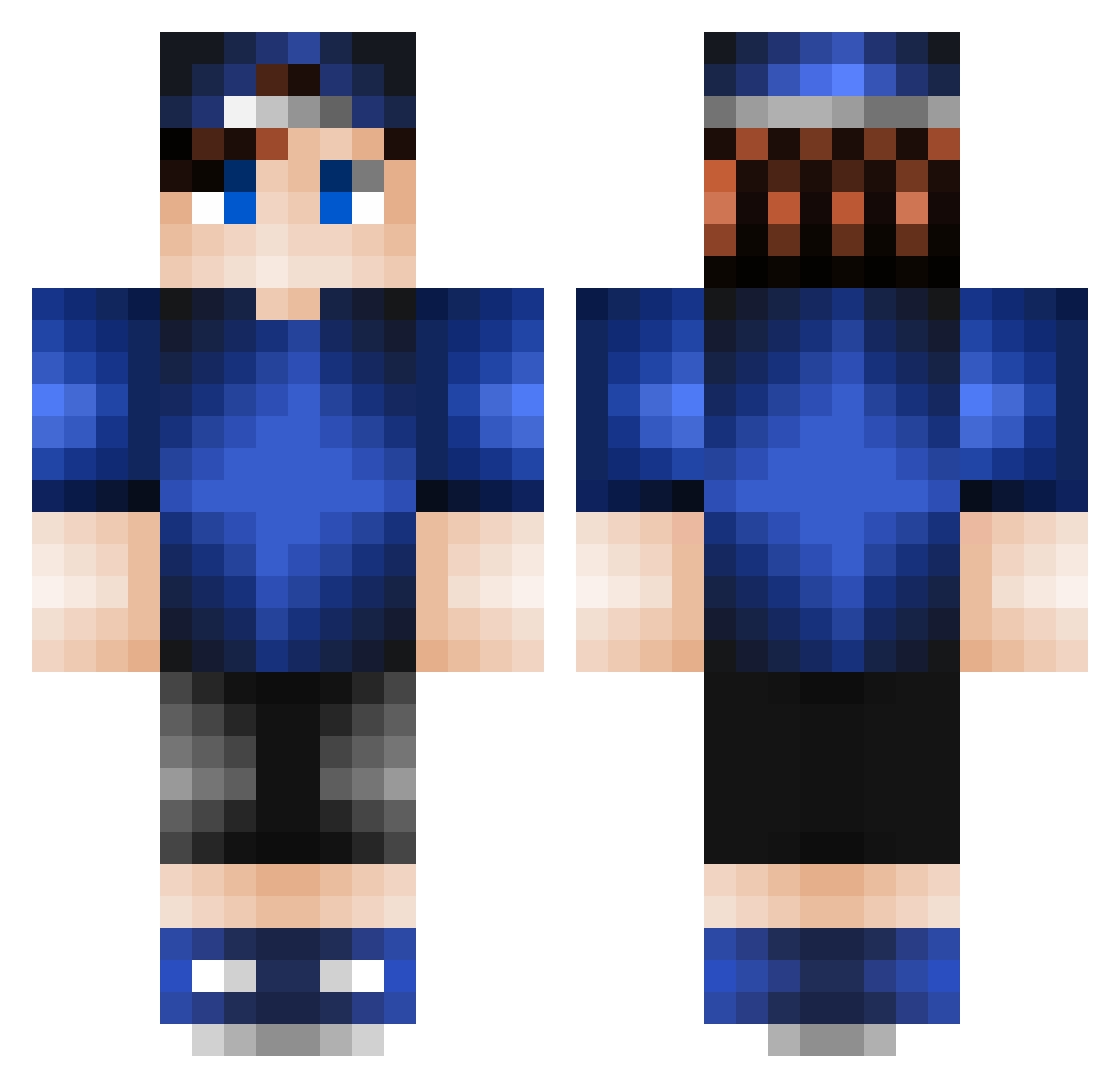 Leshatop Minecraft skin, front and back view