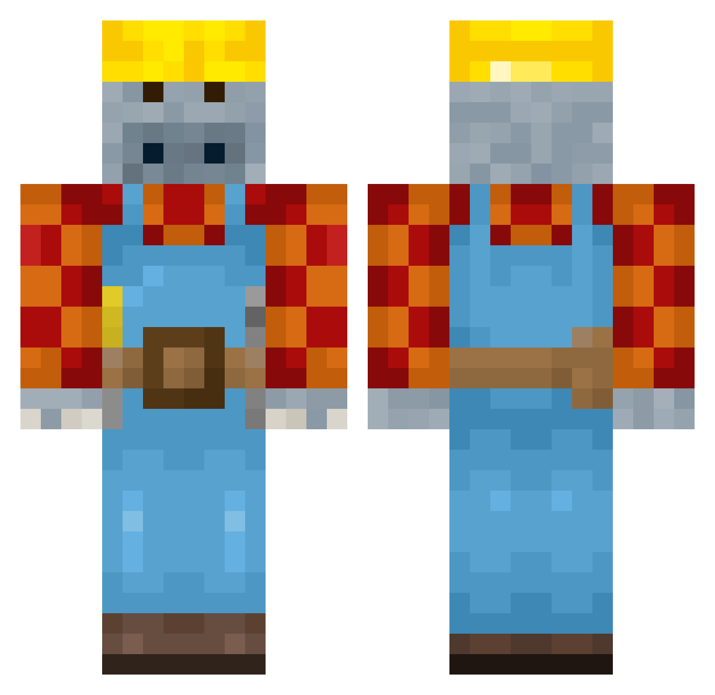 Postimies Minecraft skin, front and back view