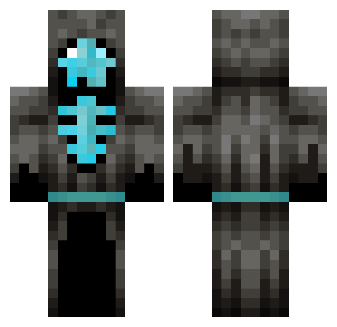 DiamondSkull27 Minecraft skin, front and back view