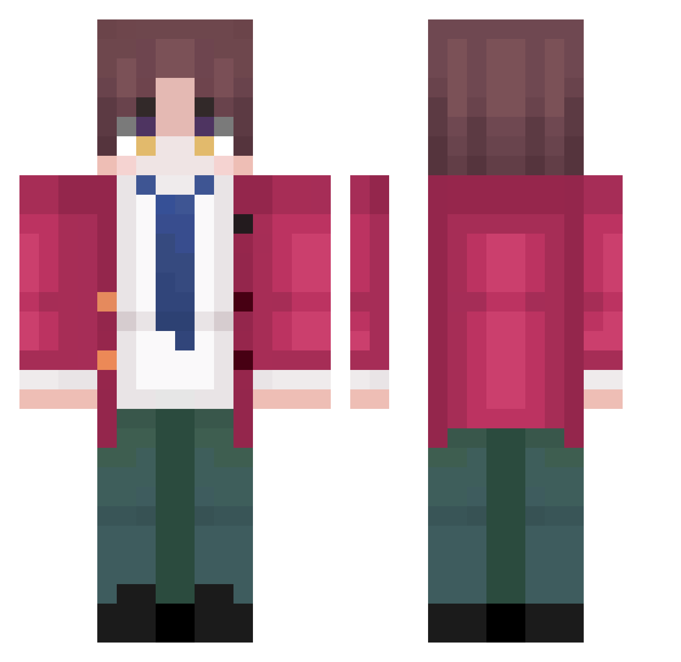 Hitoruu Minecraft skin, front and back view