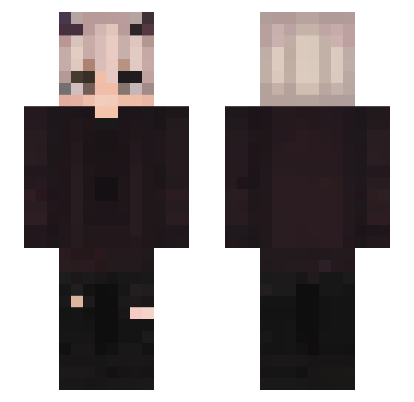 xGluk_ Minecraft skin, front and back view